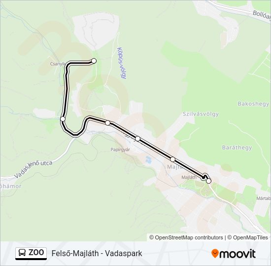ZOO autóbusz Vonal Térkép