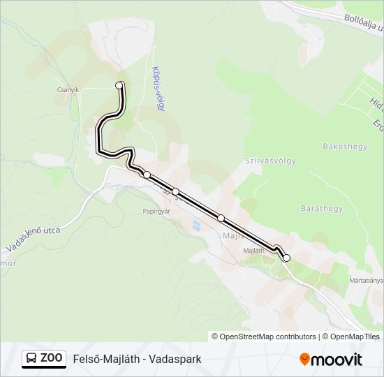ZOO autóbusz Vonal Térkép