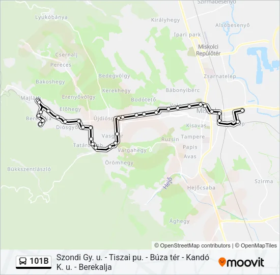 101B Bus Line Map