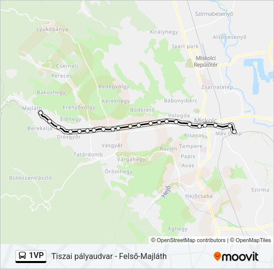 1VP autóbusz Vonal Térkép