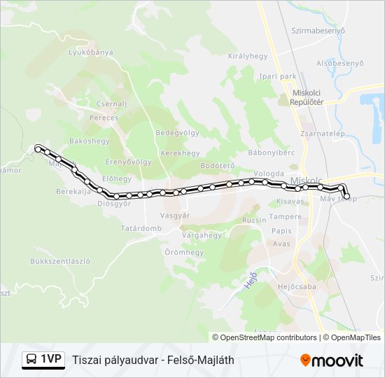 1VP autóbusz Vonal Térkép