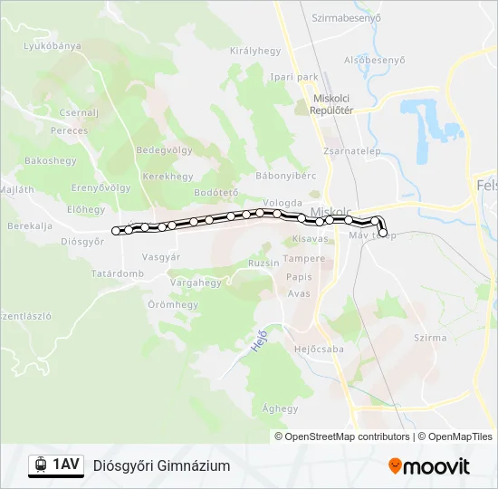 1AV Light Rail Line Map