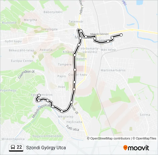 22 Bus Line Map