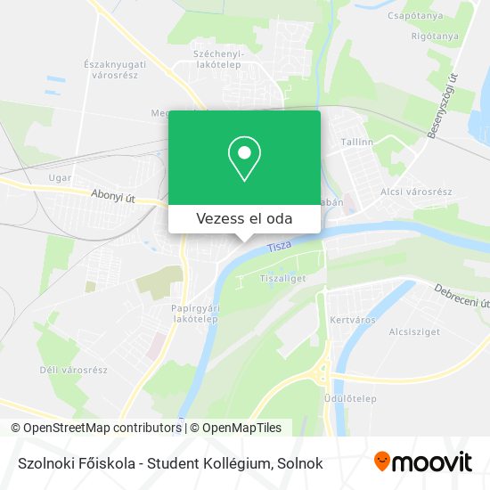 Szolnoki Főiskola - Student Kollégium térkép