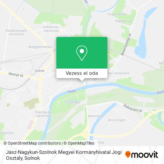 Jász-Nagykun-Szolnok Megyei Kormányhivatal Jogi Osztály térkép