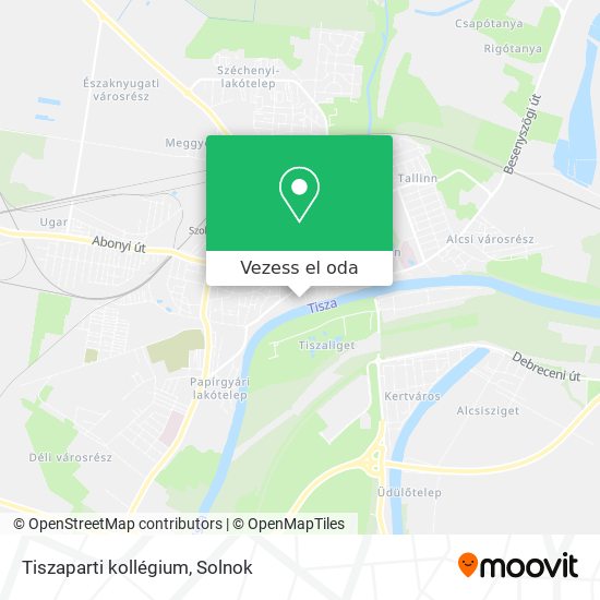Tiszaparti kollégium térkép