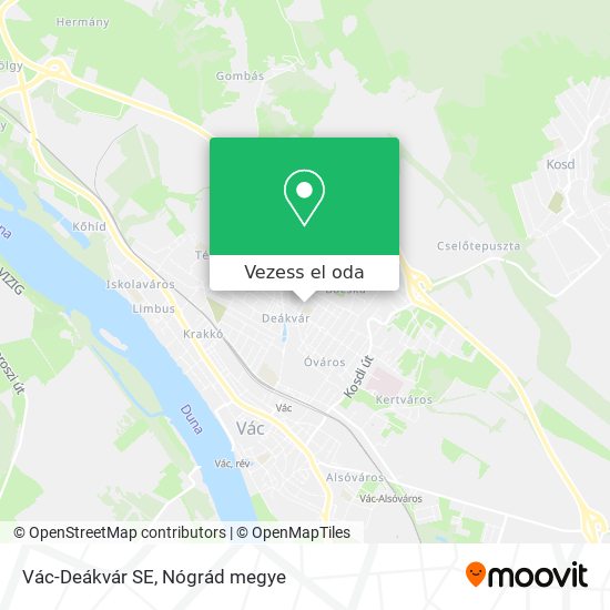 Vác-Deákvár SE térkép