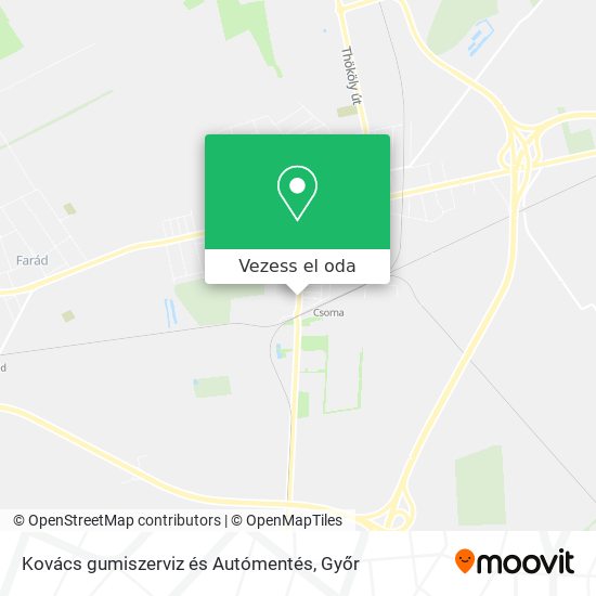 Kovács gumiszerviz és Autómentés térkép