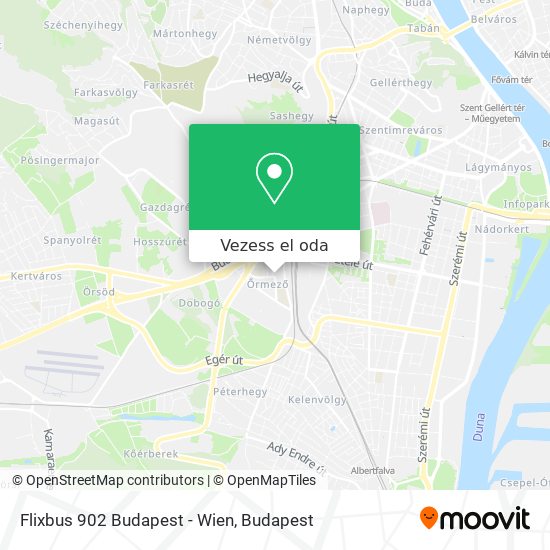Flixbus 902 Budapest - Wien térkép