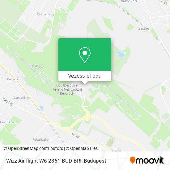 Wizz Air flight W6 2361 BUD-BRI térkép