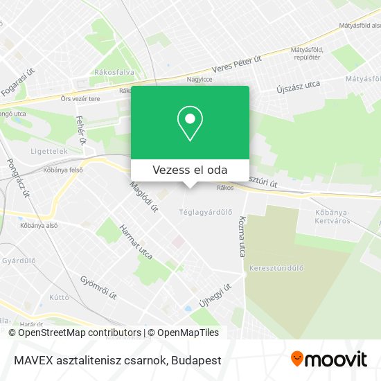 MAVEX asztalitenisz csarnok térkép