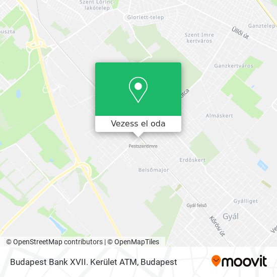 Budapest Bank XVII. Kerület ATM térkép
