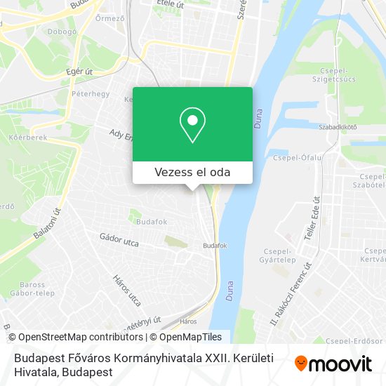 Budapest Főváros Kormányhivatala XXII. Kerületi Hivatala térkép