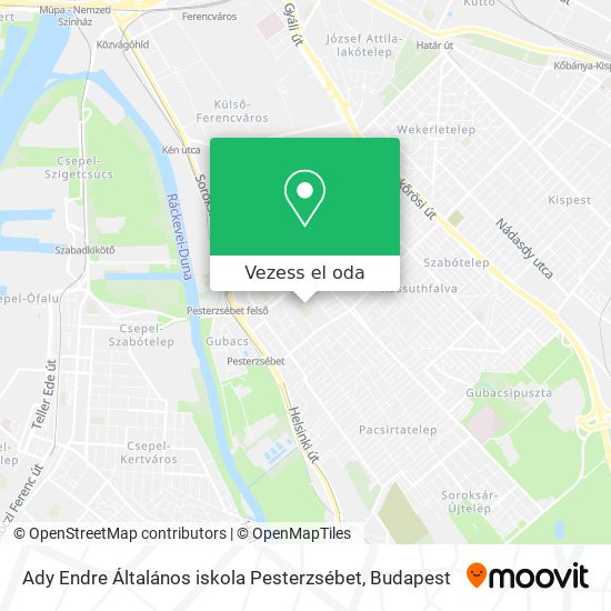 Ady Endre Általános iskola Pesterzsébet térkép