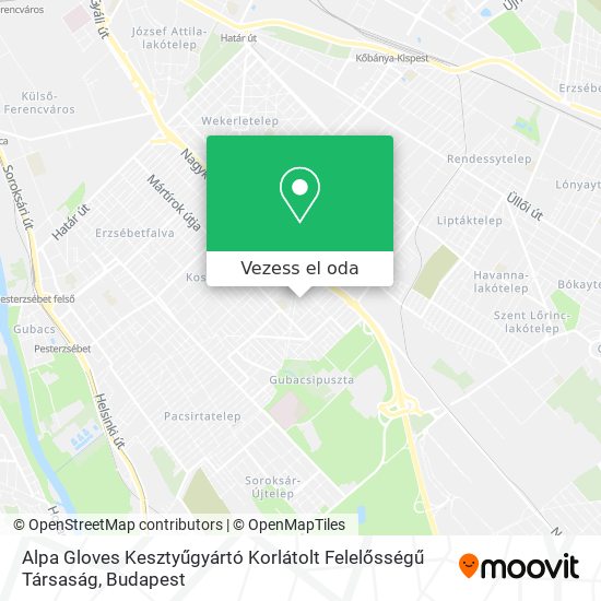 Alpa Gloves Kesztyűgyártó Korlátolt Felelősségű Társaság térkép