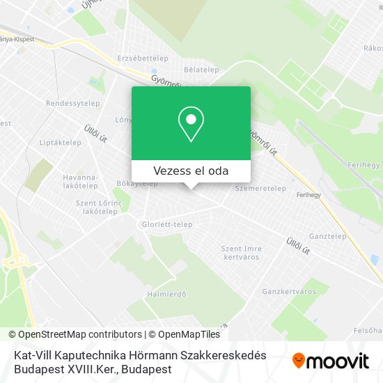 Kat-Vill Kaputechnika Hörmann Szakkereskedés Budapest XVIII.Ker. térkép