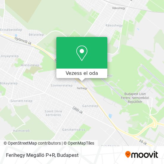 Ferihegy Megálló P+R térkép