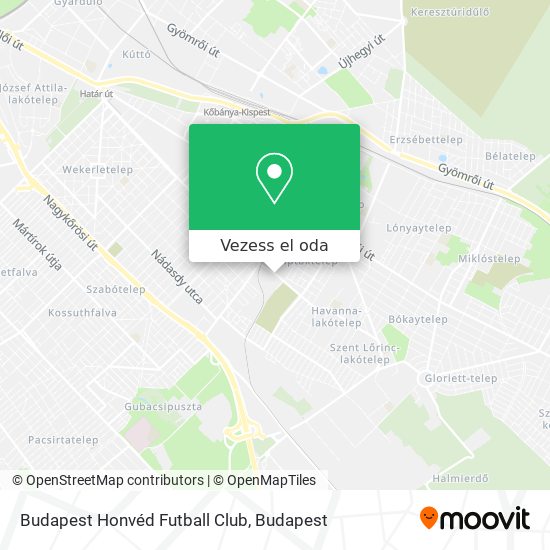 Budapest Honvéd Futball Club térkép