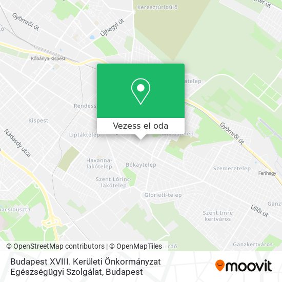 Budapest XVIII. Kerületi Önkormányzat Egészségügyi Szolgálat térkép