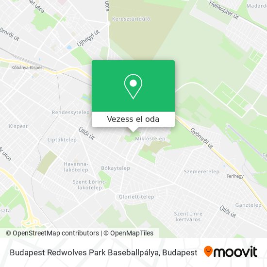 Budapest Redwolves Park Baseballpálya térkép