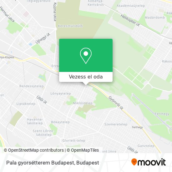 Pala gyorsétterem Budapest térkép