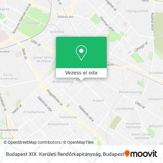 Budapest XIX. Kerületi Rendőrkapitányság térkép