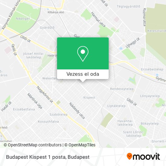 Budapest Kispest 1 posta térkép