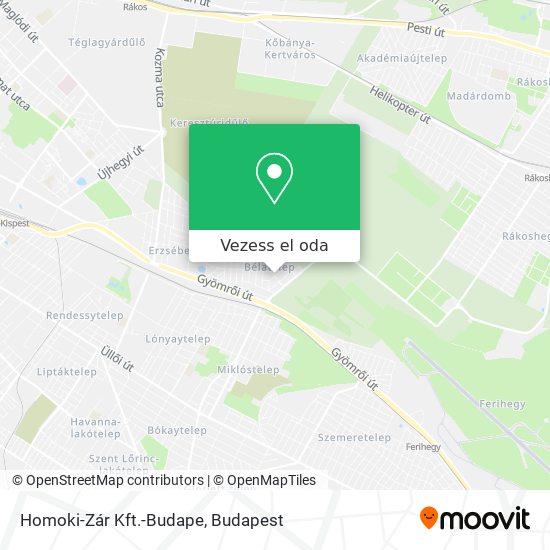 Homoki-Zár Kft.-Budape térkép