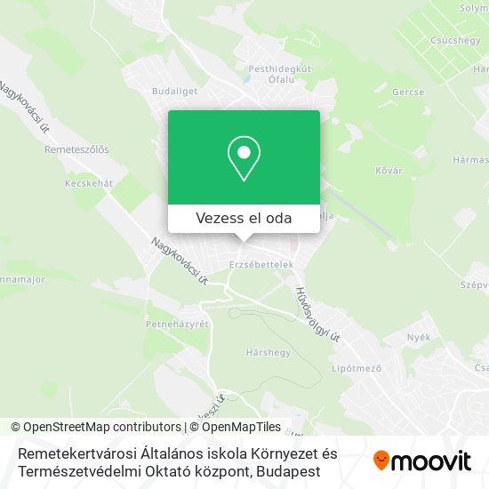 Remetekertvárosi Általános iskola Környezet és Természetvédelmi Oktató központ térkép