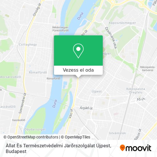 Àllat Ès Termèszetvèdelmi Jàrőrszolgálat Újpest térkép