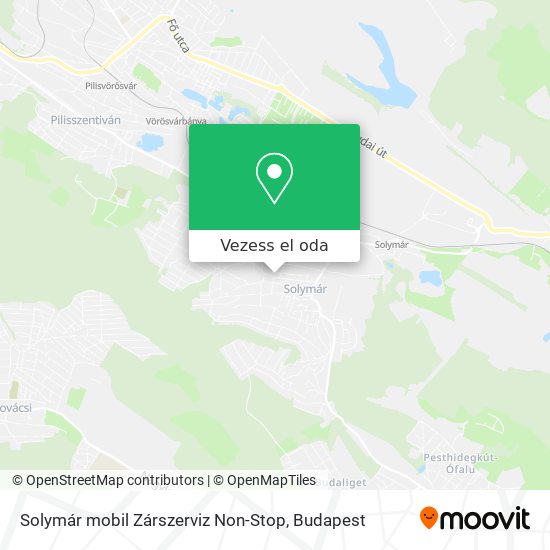 Solymár mobil Zárszerviz Non-Stop térkép