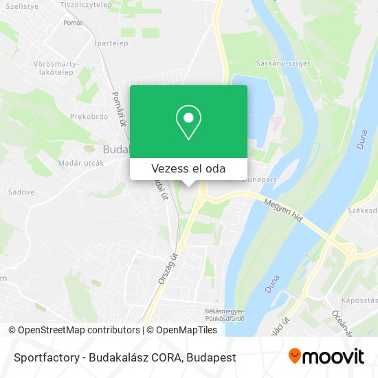 Sportfactory - Budakalász CORA térkép