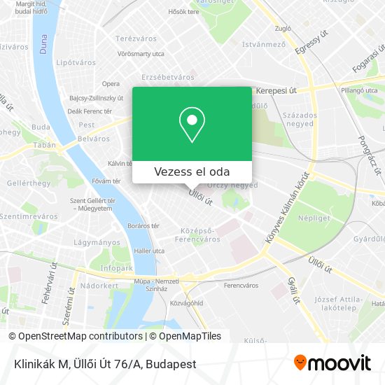 Klinikák M, Üllői Út 76/A térkép