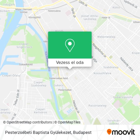 Pesterzsébeti Baptista Gyülekezet térkép
