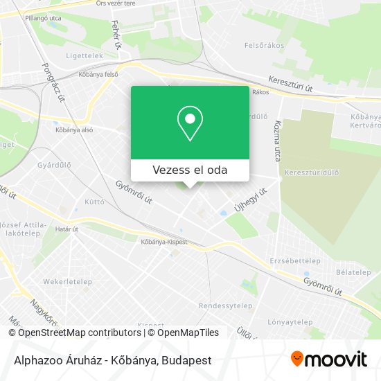 Alphazoo Áruház - Kőbánya térkép