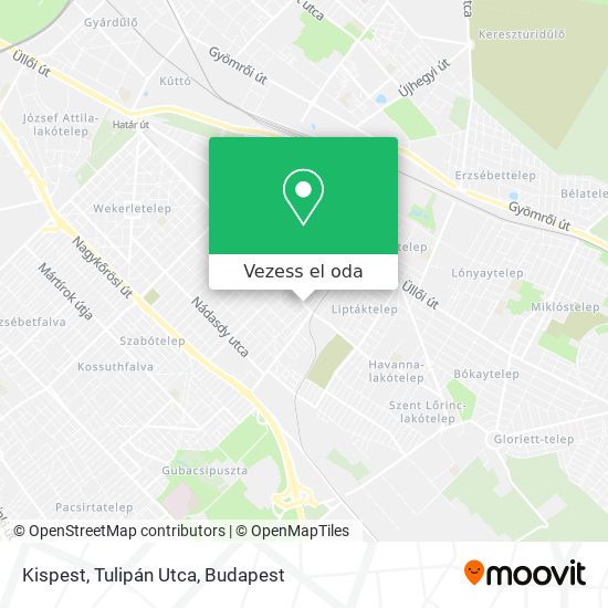 Kispest, Tulipán Utca térkép
