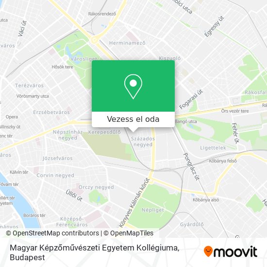Magyar Képzőművészeti Egyetem Kollégiuma térkép