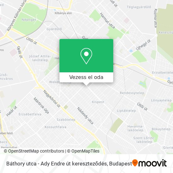 Báthory utca - Ady Endre út kereszteződés térkép