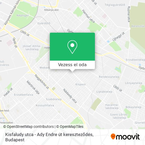Kisfaludy utca - Ady Endre út kereszteződés térkép