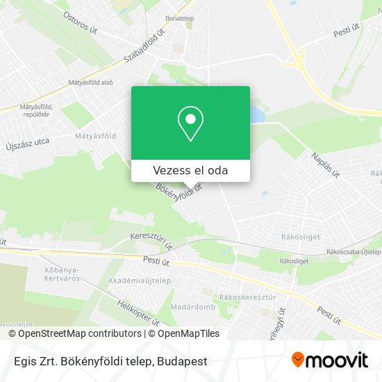 Egis Zrt. Bökényföldi telep térkép