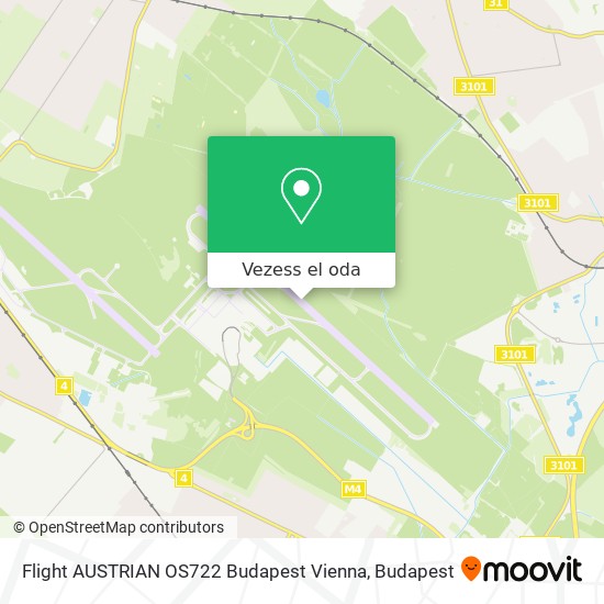 Flight AUSTRIAN OS722 Budapest Vienna térkép