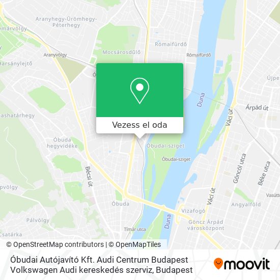Óbudai Autójavító Kft. Audi Centrum Budapest Volkswagen Audi kereskedés szerviz térkép