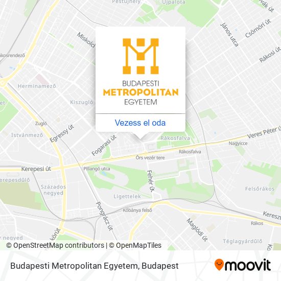 Budapesti Metropolitan Egyetem térkép