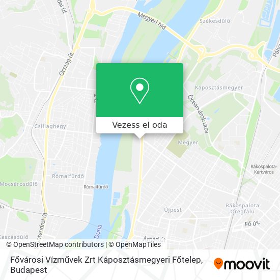 Fővárosi Vízművek Zrt Káposztásmegyeri Főtelep térkép