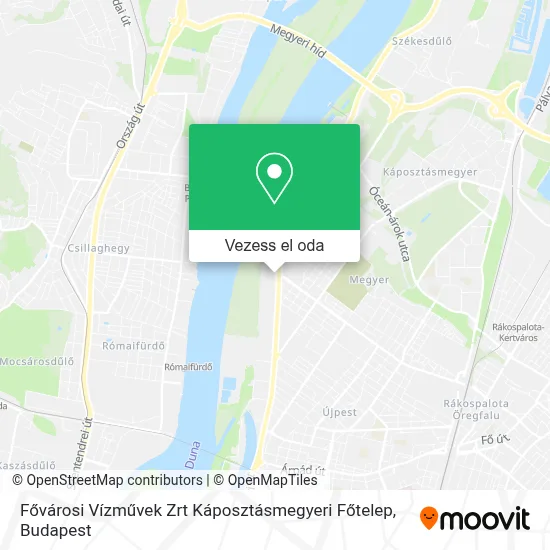 Fővárosi Vízművek Zrt Káposztásmegyeri Főtelep térkép