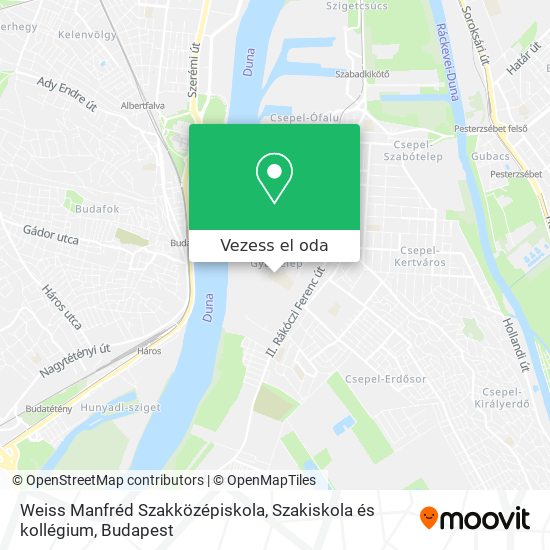 Weiss Manfréd Szakközépiskola, Szakiskola és kollégium térkép
