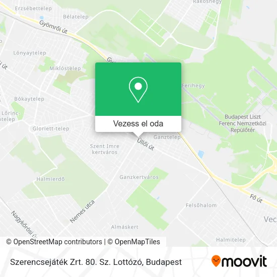 Szerencsejáték Zrt. 80. Sz. Lottózó térkép