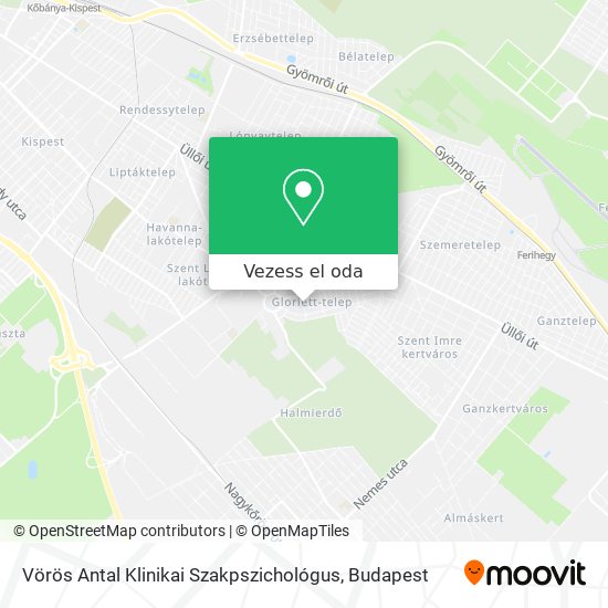 Vörös Antal Klinikai Szakpszichológus térkép