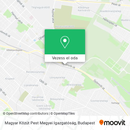 Magyar Közút Pest Megyei Igazgatóság térkép