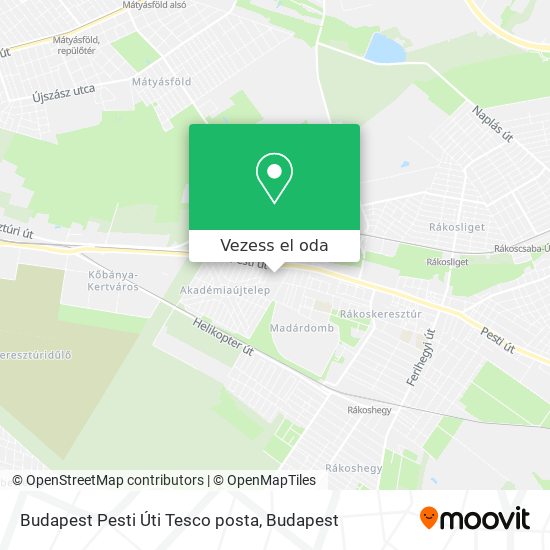 Budapest Pesti Úti Tesco posta térkép